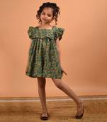 Green jungle midi dress