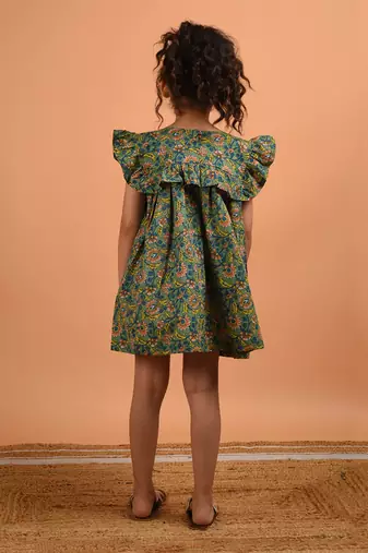 Green jungle midi dress