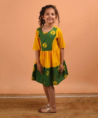 Yellow bandhni border dress 1