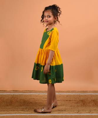 Yellow bandhni border dress 3