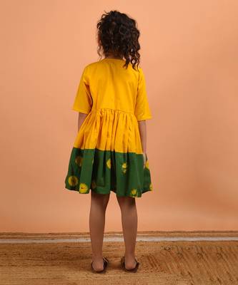 Yellow bandhni border dress 4