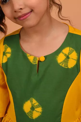Yellow bandhni border dress