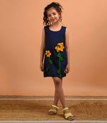 Navy blue sunflower summer dress