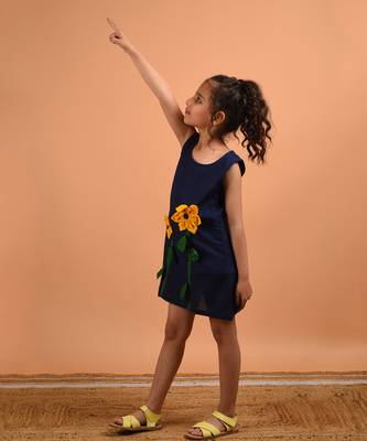 Navy blue sunflower summer dress 4