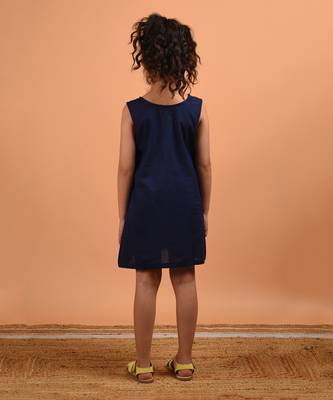 Navy blue sunflower summer dress 5