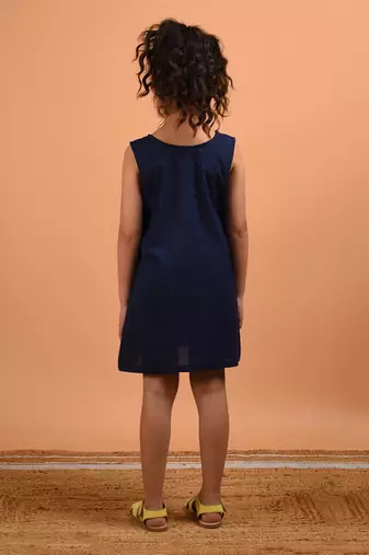 Navy blue sunflower summer dress