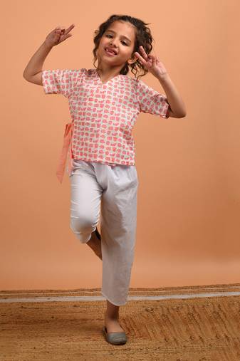 Peach angrakha top