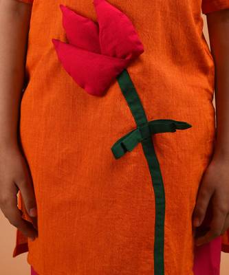 Orange pink lotus kurta set 5
