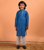 Teal embroidered kurta set
