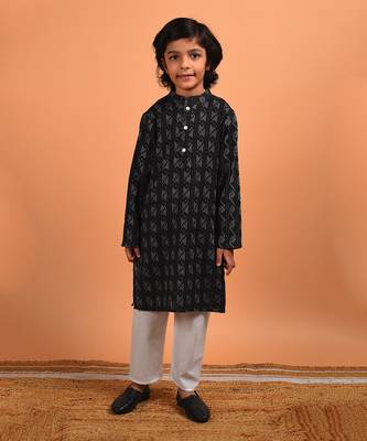 Black kantha kurta set 1
