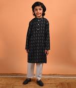 Black kantha kurta set
