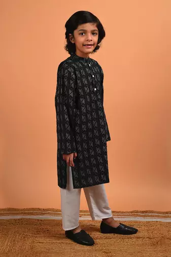 Black kantha kurta set