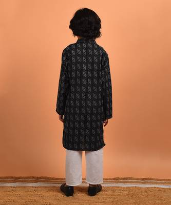 Black kantha kurta set 4