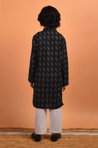 Black kantha kurta set