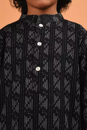 Black kantha kurta set