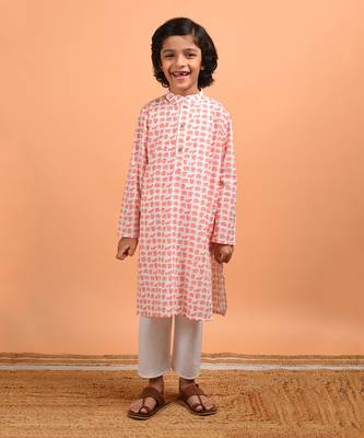 Peach elephant kurta set 2