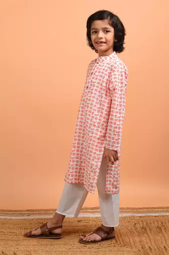 Peach elephant kurta set