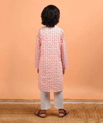 Peach elephant kurta set 4