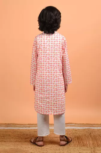 Peach elephant kurta set