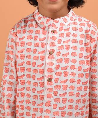 Peach elephant kurta set 5