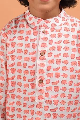 Peach elephant kurta set