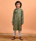 Green jungle kurta set