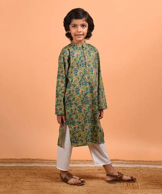 Green jungle kurta set 2