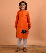Orange haathi kurta set