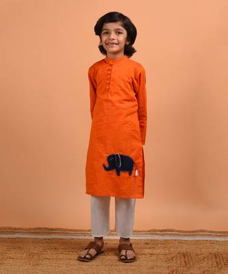 Orange haathi kurta set 2