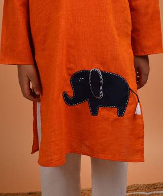 Orange haathi kurta set 5