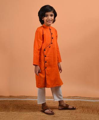 Orange asymmetric kurta set 2