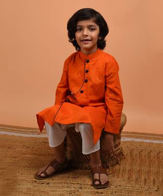 Orange asymmetric kurta set 3
