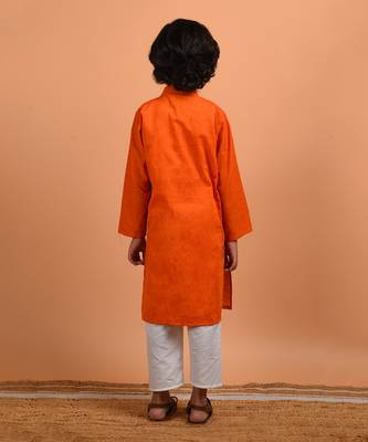 Orange asymmetric kurta set 4