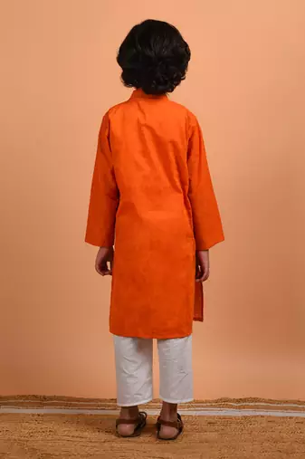 Orange asymmetric kurta set