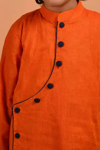 Orange asymmetric kurta set