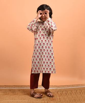 Beige boota kurta set 2