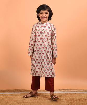 Beige boota kurta set 1
