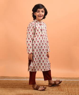Beige boota kurta set 3