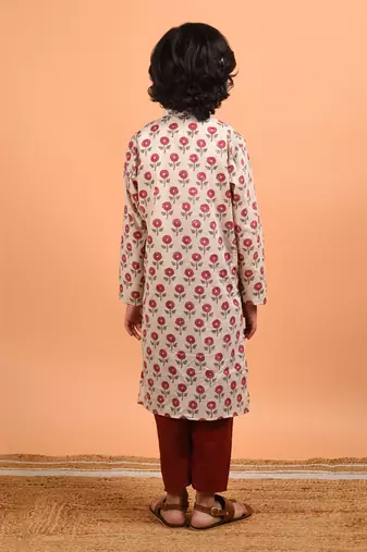 Beige boota kurta set