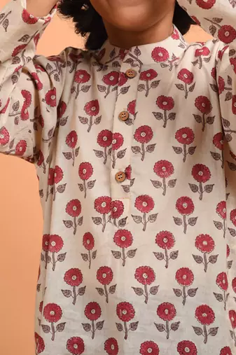 Beige boota kurta set
