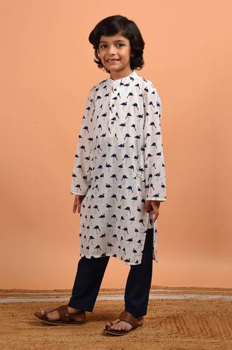 White flamingo kurta set