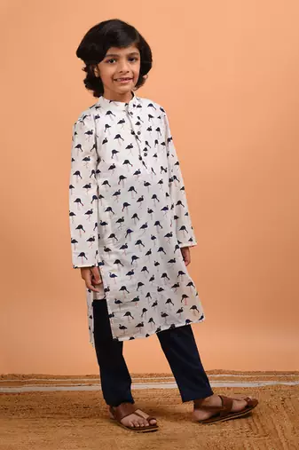 White flamingo kurta set