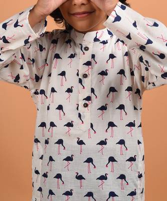 White flamingo kurta set 4