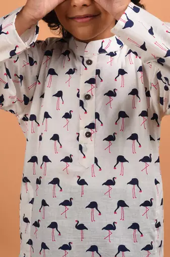 White flamingo kurta set