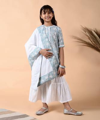 Ice gray pearl sharara set 1