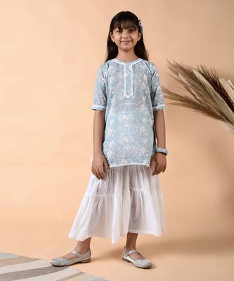 Ice gray pearl sharara set 2