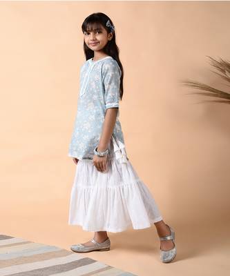Ice gray pearl sharara set 3