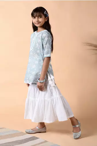 Ice gray pearl sharara set