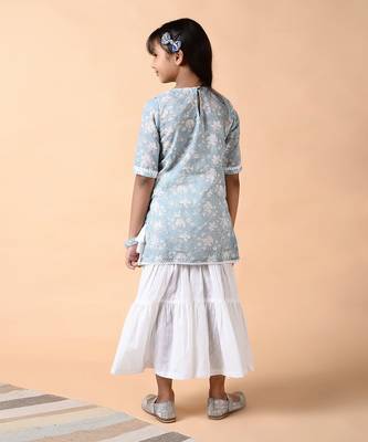 Ice gray pearl sharara set 4