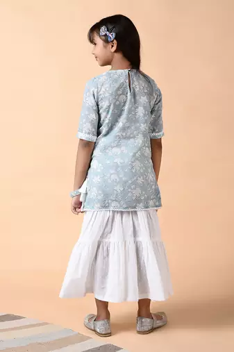 Ice gray pearl sharara set